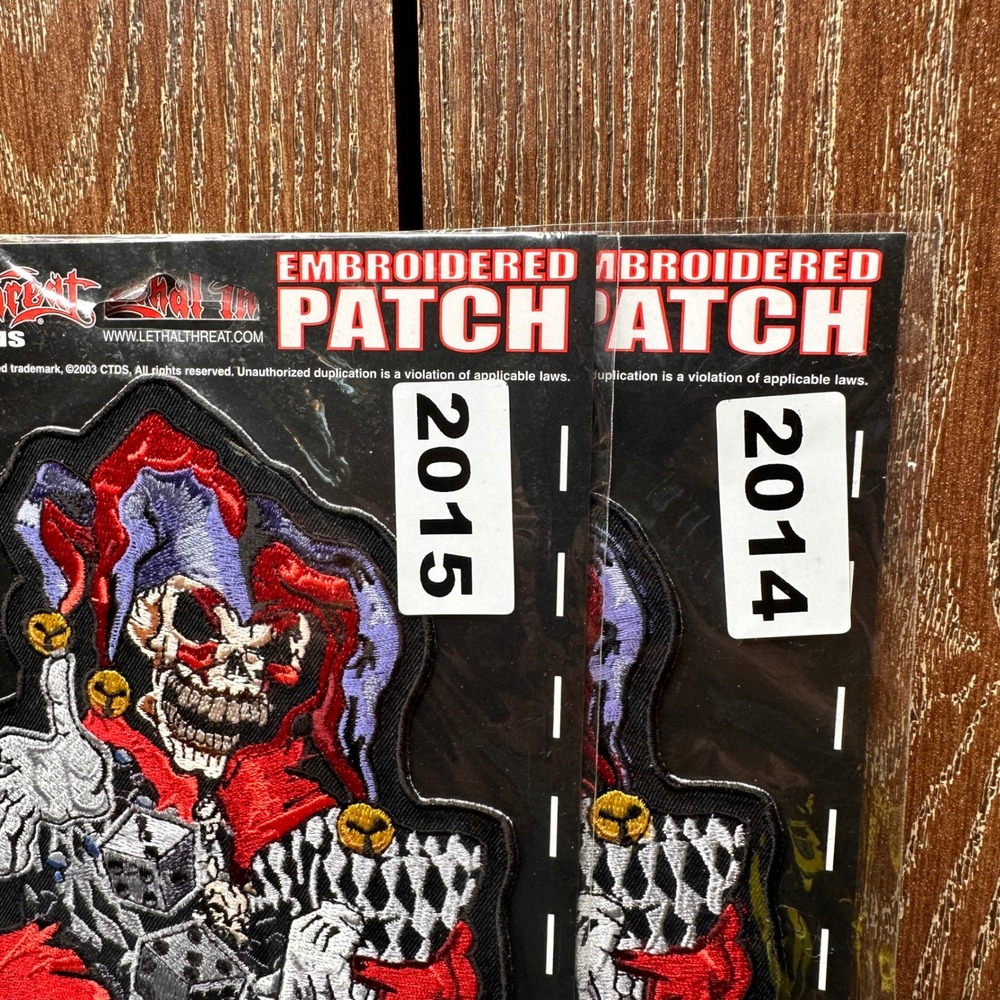 NEW Lethal Threat Designs Skull Jester Clown Embroidered Patch Biker Gothic Red - Picture 7 of 7